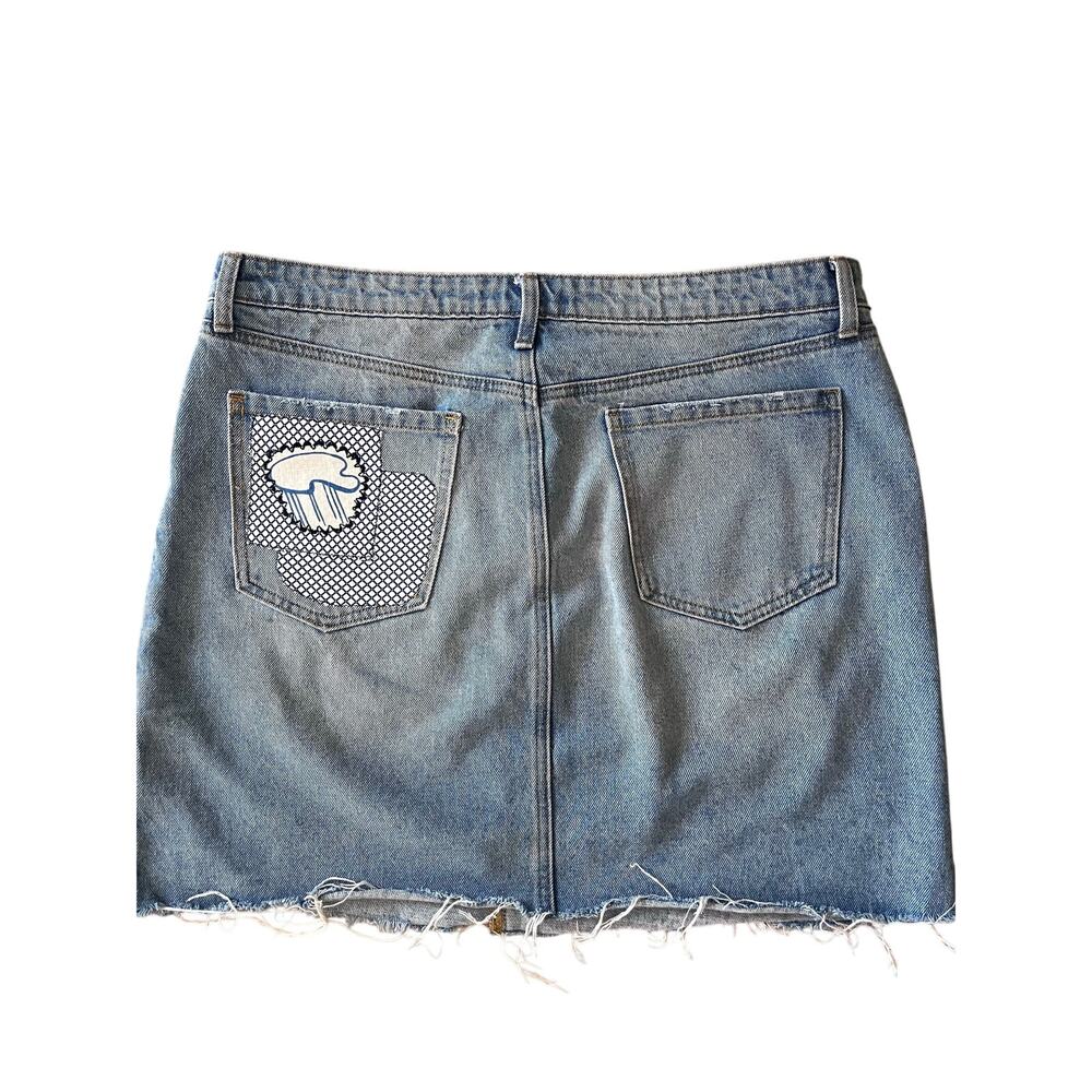 Custom Reworked Patchwork Denim Skirt Size 34 - Picture 4 of 6